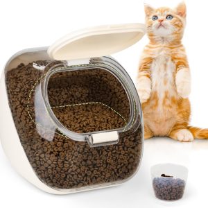 Dog Food Storage Container, 5-10 lbs Pet Food Storage Bin, Measuring Cup, Cat Treat jar with Lids, Dry Food Storage Container for Rice and Grain